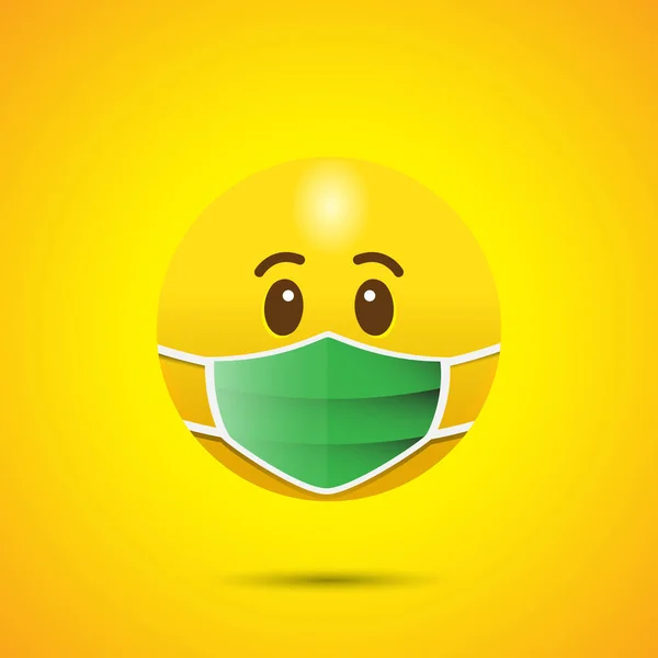 Wajah Dengan Masker Medis Emoji Dengan Mata Terbuka - Stok Vektor