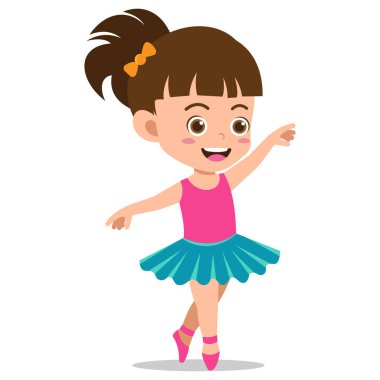 Beyaz Arkaplanda Küçük Balerin Kız Poz Bale Dansı