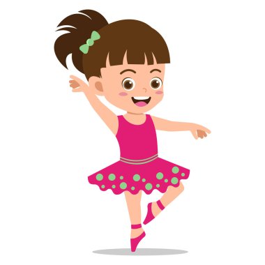 Beyaz Arkaplanda Küçük Balerin Kız Poz Bale Dansı