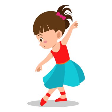 Beyaz Arkaplanda Küçük Balerin Kız Poz Bale Dansı