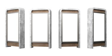 Dikey bilgi görüntüleme. Farklı açılarda yer alır. Çelik ve beton ahşaptır. 3D render. Şehir biçimi üzerinde izole beyaz arka plan kadar sahte.