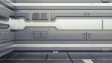fütüristik tasarım uzay gemisi iç 3D Illustration. Render