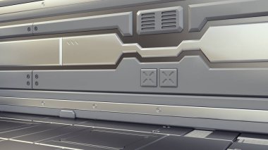 3D render iç. Fütüristik koridor. İç Konsept tasarımı