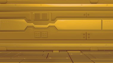 3D render iç. Fütüristik koridor. İç Konsept tasarımı