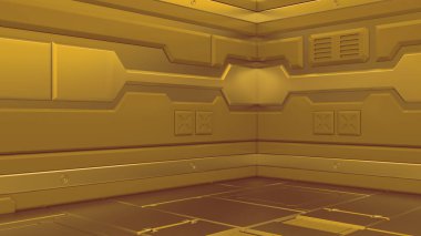 fütüristik tasarım uzay gemisi iç 3D Illustration. Render