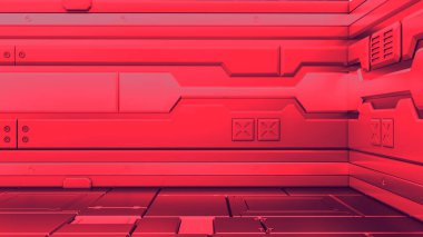 Bilim-kurgu grunge metalik koridor arka plan 3d render