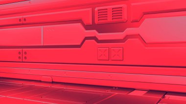 3D render iç. Fütüristik koridor. İç Konsept tasarımı