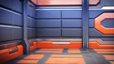 fütüristik tasarım uzay gemisi iç 3D Illustration. Render