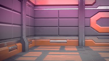 fütüristik tasarım uzay gemisi iç 3D Illustration. Render