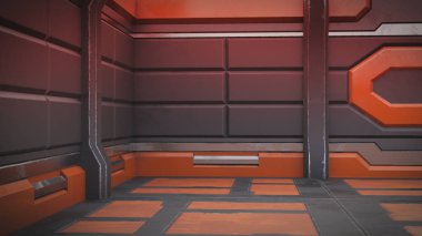 fütüristik tasarım uzay gemisi iç 3D Illustration. Render