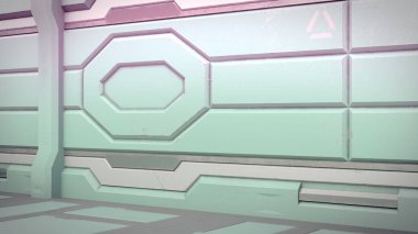 Sci-Fi Uzay İstasyonu koridor iç 3d çizim