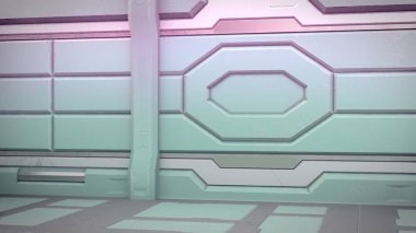 gerçekçi eski uzay bilim-kurgu koridor, 3d render.