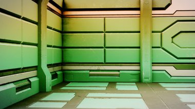 fütüristik tasarım uzay gemisi iç 3D Illustration. Render