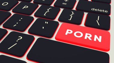 Porno düğmesini klavye, 3d render