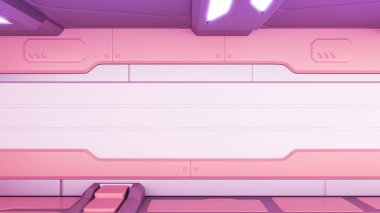 gerçekçi eski uzay bilim-kurgu koridor, 3d render.