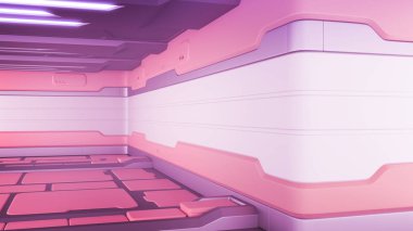 fütüristik tasarım uzay gemisi iç 3D Illustration. Render