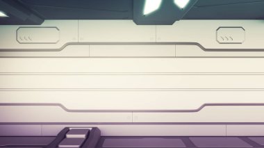 Sci-Fi Uzay İstasyonu koridor iç 3d çizim