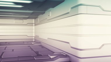fütüristik tasarım uzay gemisi iç 3D Illustration. Render