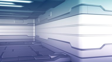 fütüristik tasarım uzay gemisi iç 3D Illustration. Render