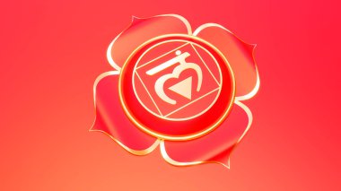 Hinduizm, Budizm, Ayurveda muladhara sembolü kavramı kırmızı kök çakra. Temel güven. 3D render