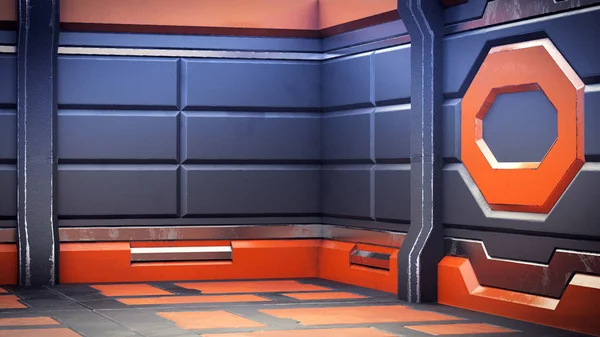 Realistischer Alter Science Fiction Korridor Eines Raumschiffs Darstellung — Stockfoto