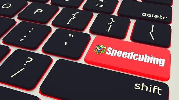 Przycisk Word Speedcubing Laptop Klawiatura Renderowania — Zdjęcie stockowe