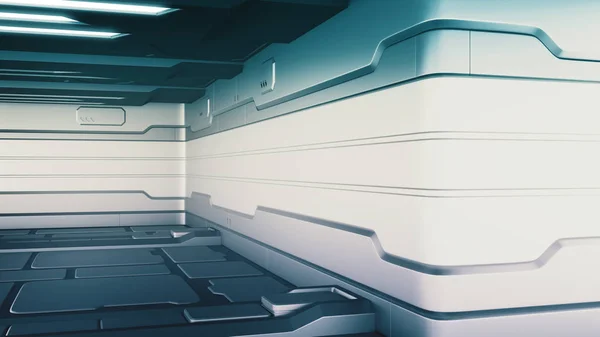 Weergave Van Realistische Sci Ruimteschip Corridor — Stockfoto