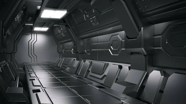Rendering Eines Realistischen Science Fiction Raumschiffkorridors — Stockfoto