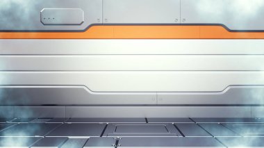 Sci-Fi kriyojenik dondurucu çiftlik koridor iç 3D Illustration