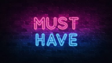 Sıcak fiyat neon işareti olmalı. mor ve mavi parıltı. neon metin. Neon lambalar tarafından aydınlatılmış tuğla duvar. Duvarda gece aydınlatması. 3d illüstrasyon. Trendy Tasarım. ışık afiş, parlak reklam