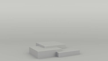kutu geometrik podyum gri sahne minimal 3d render modern minimalist mock up, boş şablon, boş vitrin