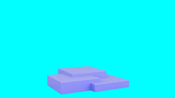 Schachtel geometrisches Podium blaue Szene minimale 3D-Abbildung moderne minimalistische Attrappe, leere Vorlage, leere Vitrine — Stockfoto