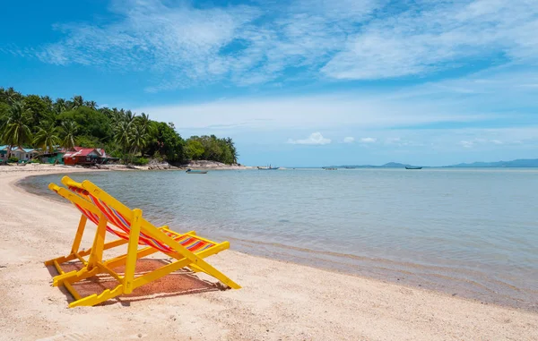 Stol Tropisk Strand Med Tomt Utrymme För Kopia Landskap Samui — Stockfoto