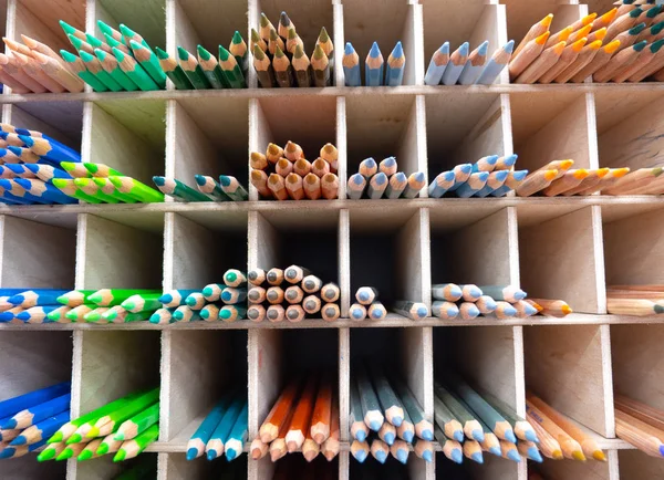 Large Pile Wooden Colored Pencils — Stock Photo, Image