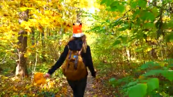 Spacerując Jesienną Ścieżką Leśną — Wideo stockowe