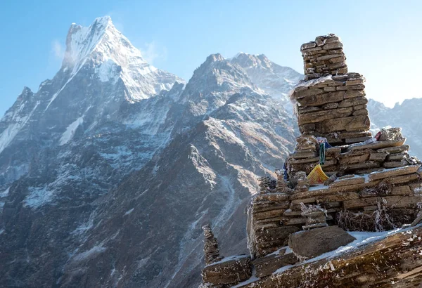 Szczyt Góry Machapuchare Szczyt Himalajach Annapurna Północna Nepalu — Zdjęcie stockowe