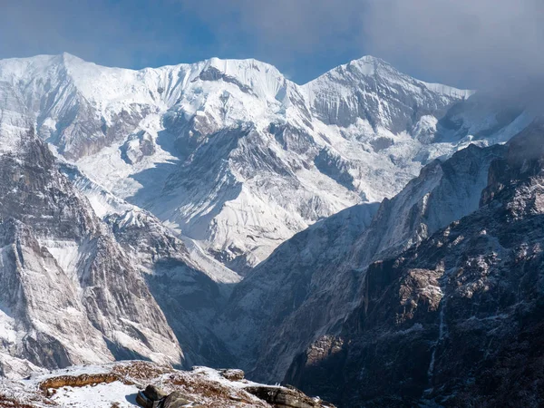 Annapurna Jih Vyhlídka Základního Tábora Dráhy Mardi Himal Jedna Majestátní — Stock fotografie