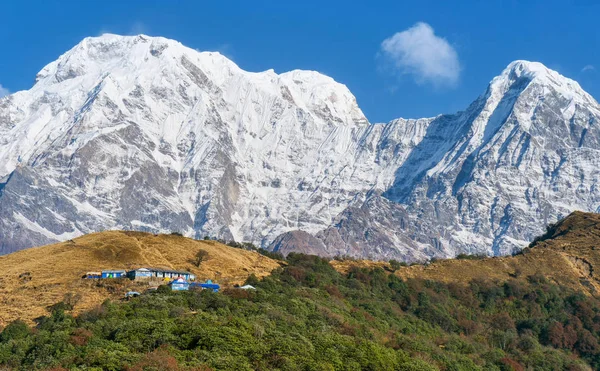 Annapurna Sud Point Vue Sur Camp Repos Badal Danda Chaîne — Photo