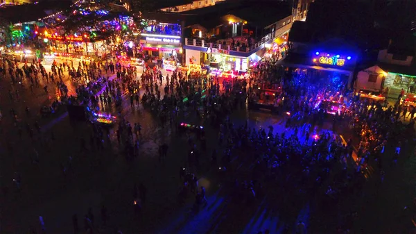 Aerial Haad Rin Beach Por Noche Full Moon Party Isla — Foto de Stock