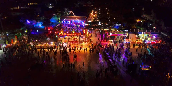 Aerial Haad Rin Beach Por Noche Full Moon Party Isla —  Fotos de Stock