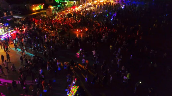 Aerial Haad Rin Beach Noite Full Moon Party Ilha Koh — Fotografia de Stock