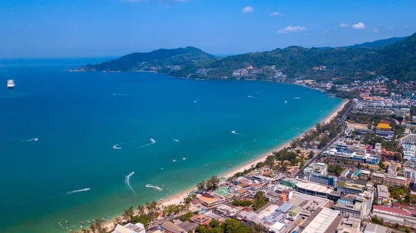 Vista Aerea Sulla Linea Spiaggia Sabbia Patong Zona Spiaggia Isola — Foto Stock