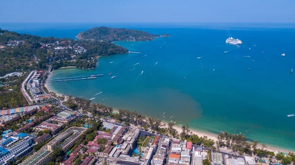 Vista Aerea Sulla Linea Spiaggia Sabbia Patong Zona Spiaggia Isola — Foto Stock