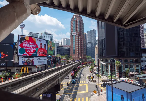 Kuala Lumpur Malásia 2019 Estação Monorail Vista Exterior Sobre Cidade — Fotografia de Stock