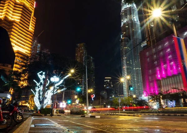 Kuala Lumpur Malásia Março 2019 Uma Longa Exposição Paisagem Noturna — Fotografia de Stock