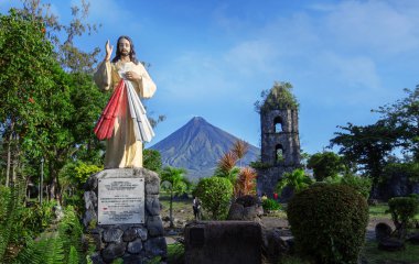 agsawa church ,Mayon volcano,view,Philippines clipart