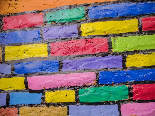 Різнокольорові Цеглини Стіні — стокове фото
