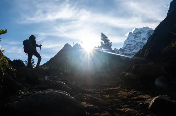 Aktive Wanderer Wandern Die Aussicht Genießen Die Landschaft Des Himalaya — Stockfoto