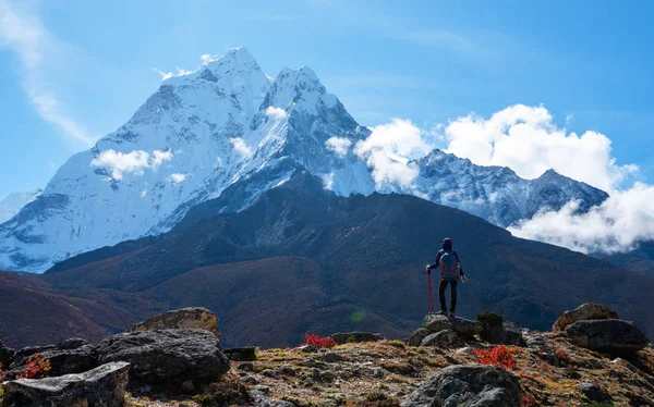 Aktivní Pěší Turistika Výhledem Výhledem Pohoří Himalája Krajina Cestovní Sport — Stock fotografie