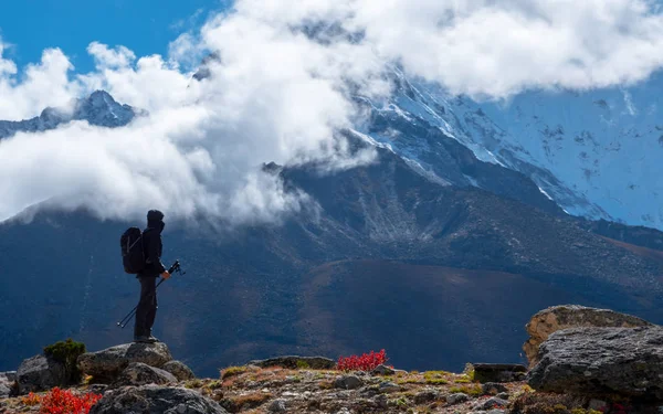 Escursioni Escursionistiche Attive Godendo Della Vista Sulle Montagne Dell Himalaya — Foto Stock